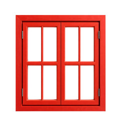 Obraz premium Red wooden window frame isolated on transparent background