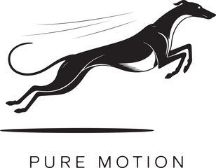 Black Greyhound Dog Leaping Dynamic Silhouette Speed Motion Abstract Art Graphic Design
