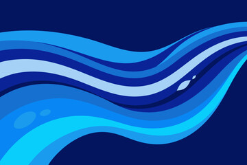 Abstract Blue Wavy Lines Background with Smooth Curves and Water Droplets
