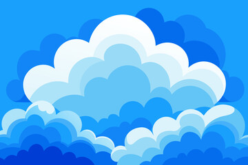 Stylized Blue Sky with White Clouds Illustration for Background or Design Element