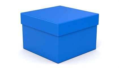 Fototapeta premium Blue gift box on white background