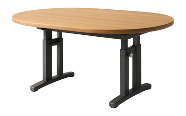 Oval garden table with an adjustable height mechanism, great for versatile use in a garden.