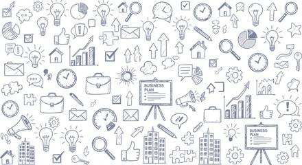 Business plan doodle sketch vector illustration for presentation and design