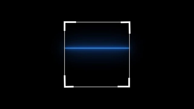 Glowing laser scanning icon with minimal line animation. Scanning icon animation with minimal lines and glowing square effects on dark modern digital background. scanning process