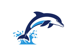 Jumping Dolphin Vector Logo | Playful Marine Animal Design | Ocean Mascot Art for Kids, Aquatic Branding, T-Shirts, Stickers, and Sea-Themed Projects