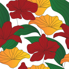 Abstract Floral seamless pattern with leaves. tropical background	
