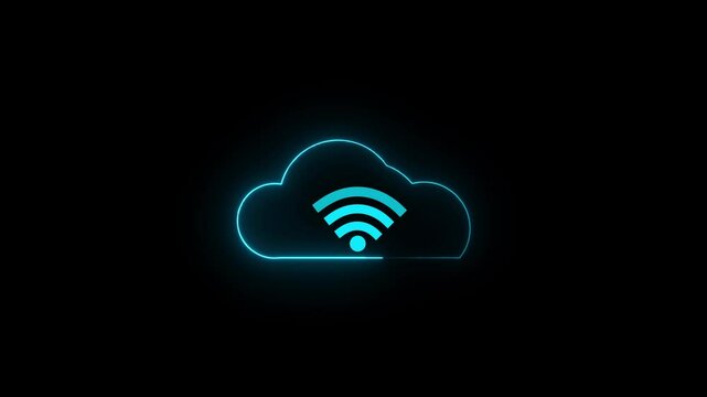 Technology data transformation concept. Glowing neon line of cloud computing icon for download and upload database of business. Global internet connection, digital marketing,