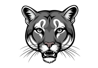 Fierce Cougar Head Vector Logo | Bold Panther Mascot Design | Wild Cat Illustration for Sports Teams, Apparel, Tattoos, and Branding

