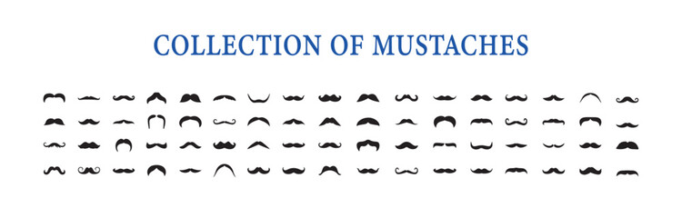 set of mustaches. Set of moustache icons. vector mustache set. Vector illustration