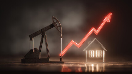 Oil production impact on housing market growth economic trends graphical representation business environment abstract view