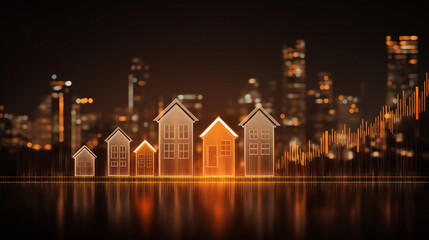 Real estate growth analysis urban landscape digital graphic modern environment aerial view economic trends