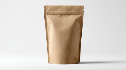 Blank Stand-Up Paper Pouch for Mockups: A clean, eco-friendly packaging solution for coffee or other products, isolated on white.