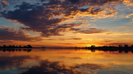Naklejka premium Tranquil Sunset Over Water