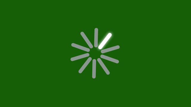 Loading Circle Icon Animation on Green Background. 4K Video Loopable Preloader stock video- Green Screen Background for Chroma Key.