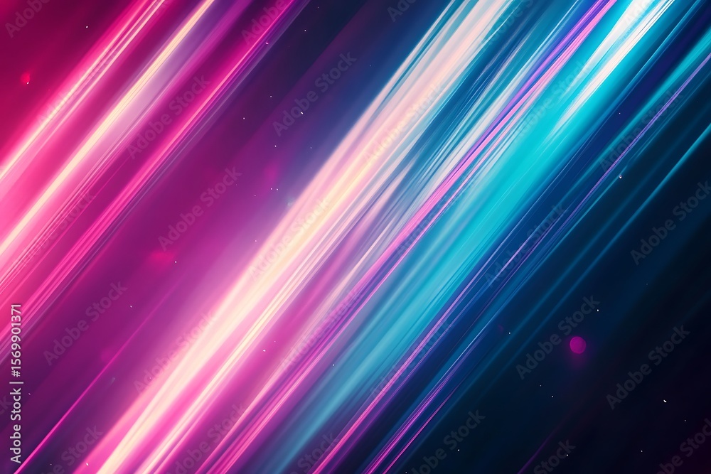 Wall mural diagonal streaks of vibrant pink and cyan light create a dynamic abstract background