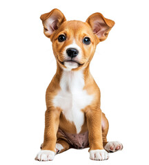 Adorable Puppy, Sitting Pose, Isolated on Transparent PNG, Studio Shot