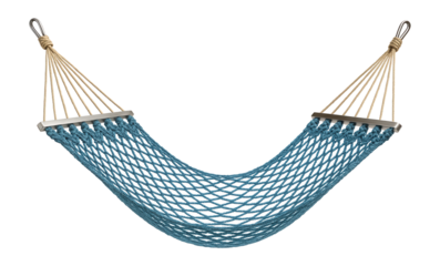 Traditional net hammock with hand-knotted design for beachside rest