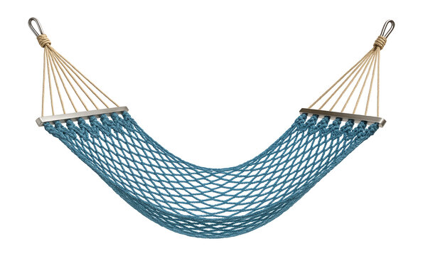 Traditional net hammock with hand-knotted design for beachside rest