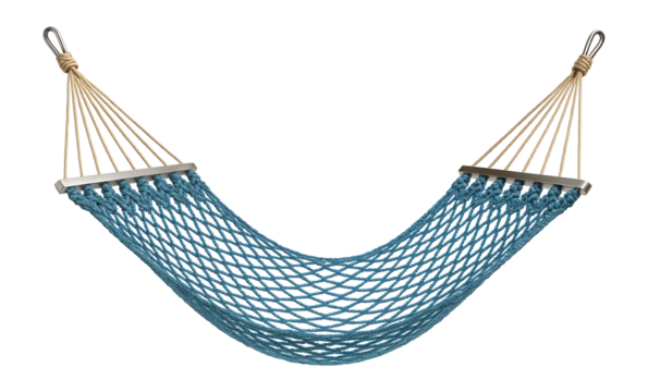 Traditional net hammock with hand-knotted design for beachside rest