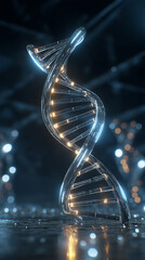 dna strand on blue background