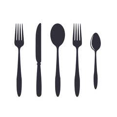 Dark gray cutlery set on white background fork knife