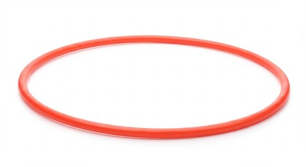 Bright red plastic hoop playfully rests on white background. AI Generated