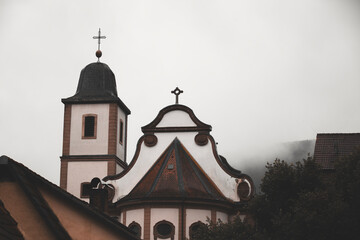Misty Rainy Day by the River in Neckarsteinach