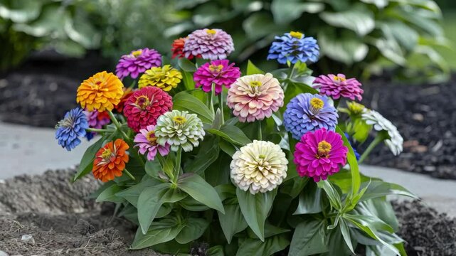Colorful zinnia flowers