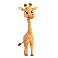 Fototapeta premium Adorable cartoon giraffe smiling safari animal illustration