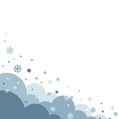 Abstract winter background with snowflakes and blue waves  