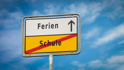 Signposts the direct way to Vacation versus School