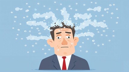 Stressed Businessman Submerged in Water with Air Bubbles Symbolizing Overwhelm and Pressure