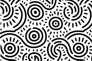 Black and white abstract organic shapes and dots pattern vector
