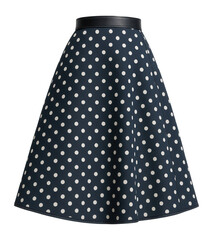 Retro polka dot A-line skirt with a high waist and knee-length hem © OMD
