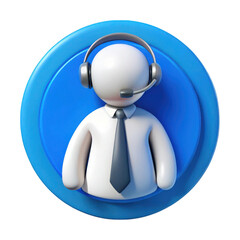 3d customer service icon with headset isolated on transparent background