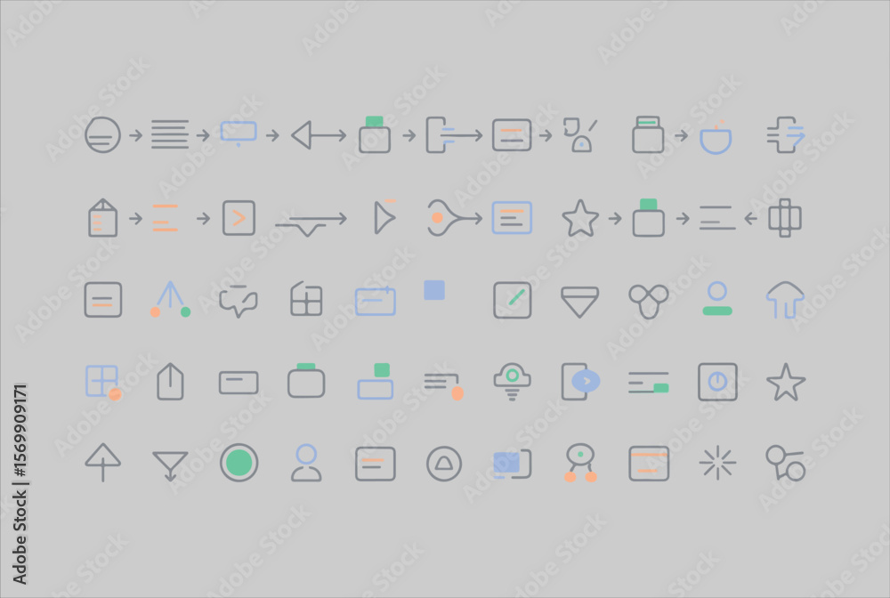 Fototapete Collection of modern flat design icons for user interface and workflow processes