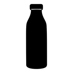 Simple Black and White Silhouette of a Sealed Bottle, Vector Illustration