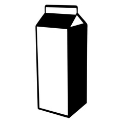 Simple black and white drawing of a typical milk carton shape