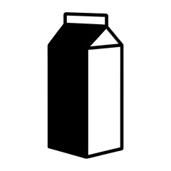 Minimalist Black and White Illustration of a Carton Silhouette on White Background