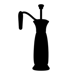 Black silhouette of a vintage perfume atomizer with a curved nozzle