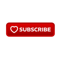 subscribe – red rectangular 3D button – vector illustration