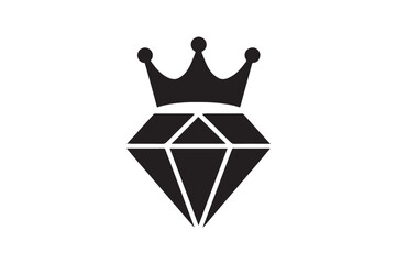 Diamond crown silhouette vector art illustration on white background