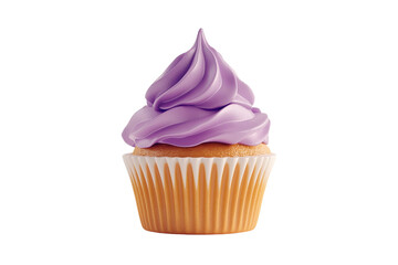 Delicious Lavender Cupcake, Isolated on Transparent PNG, 3D Render