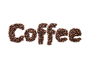 Coffee Beans Word Art: Isolated on Transparent PNG
