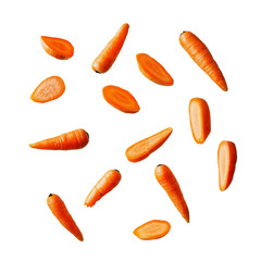 Fresh Orange Carrots Falling Isolated on Transparent PNG