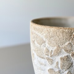Textured ceramic bowl close up shot