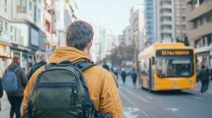 Urban wanderer back view cityscape photography