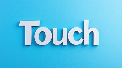 White touch word art on blue background