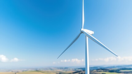 Wind turbine against a clear blue sky