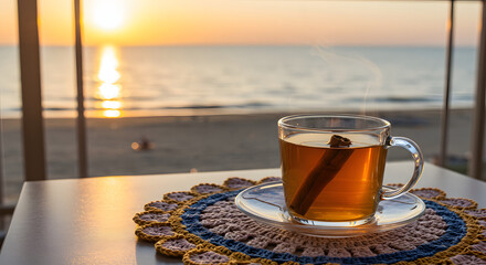 Sunrise Beach Food Photography A Healthy Green Tea Moment